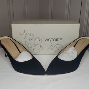 Pour La Victoire Black Suede Mules